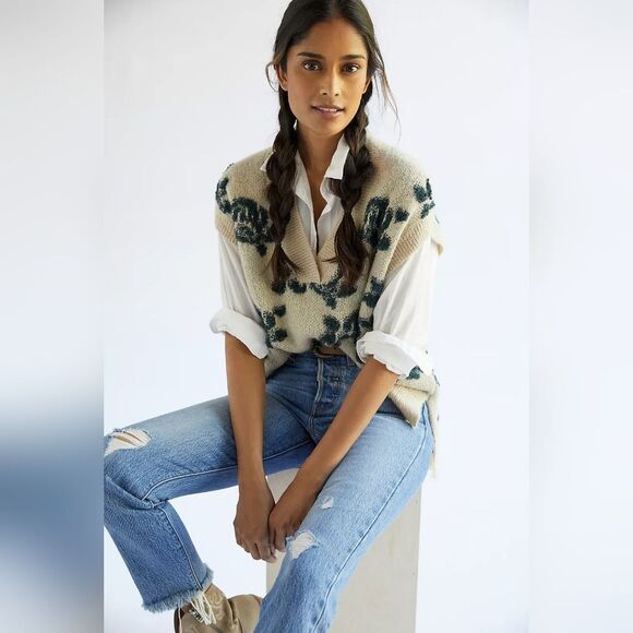 Anthropologie Oversized Rose Floral Vest Size Xs - Picture 12 of 12